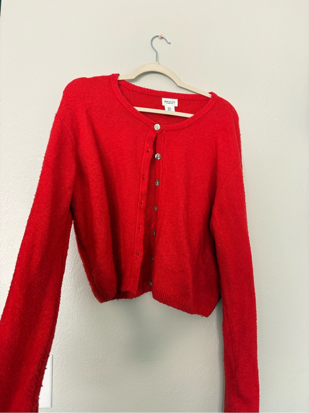 Song of Style Red Button-Front Knit Cardigan